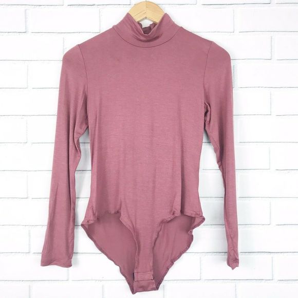 Velvet Torch Tops - Velvet Torch Bodysuit Medium Mockneck Mauve